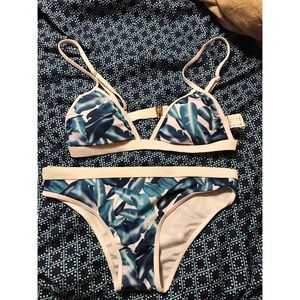 Blue and white bikini